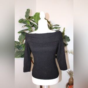 New York & Company Black Off-Shoulder Sweater